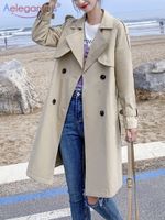 Trench da donna Aelegantmis Women Casual Long with Alashes Double Breasted Breaker Office Chic Office Outies Abbigliamento 221201 221201