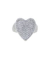 Drop Ship Bling Full Cubic Zircon Silver Color Ring Iced Out Micro Pave 5a Cz Heart Lovely Hip Hop Punk Rap Women Jewelry6883955