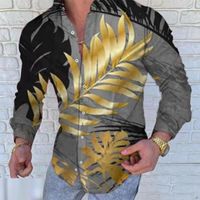 Мужские повседневные рубашки модные городские мужские печать в отворотной рубашке осени с длинными рукавами, кардигановый весенний тонкий, однобортный топ