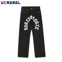 Lettera di jeans maschile Stampa pantaloni in denim MENS High Street Streetwear Casual Spese Driver-Gueg Hen 221201