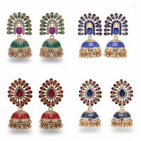 Pendientes colgantes drop a afganos étnicos para mujeres pendientes coloridos cristal gyspy dorado color campanario damas joyas de pendientes