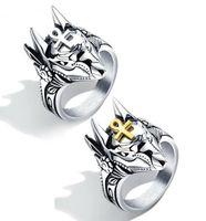 Hip Hop Anubis Wolf Head Ring para homens Designer de luxo ouro prata ankh antigo Egito crença anéis vintage aço inoxidável punk COO6396647