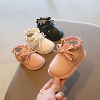 Boots Little Girls Pu Leather Chaussures 2022 Printemps Automne né pour bébé Ruffles Babies pour enfants Bot Bot Botas D02091