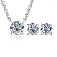Anujewel 2CT Moissanit Halskette 1CT Ohrringe 925 Sterling Silber Schmuck Braut -Set Großhandel für Frauen