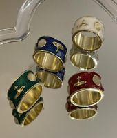 Cluster anneaux fran￧ais r￩tro de couleur d'￩t￩ anneau inscrit en ￩mail plan￨te peinte gouttes larges version largement personnalit￩ 3340215