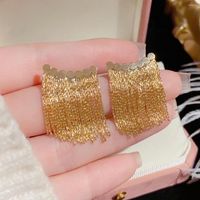 Серьги Aensoa Vintage Gold Color Long Tassel Drop Серьга для женщин глянцевая дуга Геометрическая корейская модная украшения 2022