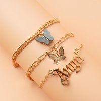 Anklets Colorful Butterfly 3Pcs set Gold Color Chain For Wom...