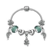 Novo Diy Jewelry Charm Bracelet Angle Wing Four Pingente Folhe Pingente Accessores de Contas 925 Bangle de Prata para Meninas Bracelet5847935