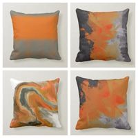 Cuscino arancione grigio nero fluido astratto arte pittura pittura cuscino 60 cover decorazione divano 45 casa