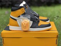 Аутентичный 1 Высокий OG Yellow Toe обувь разворачивает патентный фрагмент Чикаго из университета синий белый гипер -королевский союз разбитые заклятые задними кроссовки UNC Mocha Obsidian