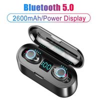 Nuevos auriculares inalámbricos F9 TWS TWS Bluetooth 50 Auriculares 2600mAh Caso de carga 8D Auriculares estéreo con Dual Mic LED Display6317719