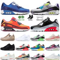 Nike Air Max 90 Airmax 90s Boyut Us 12 Erkek Kadın Koşu Ayakkabıları Scarpe Dünya Çapında Deri Üçlü Beyaz Siyah Kızılötesi Trail Takımı Altın Eğitmenler Spor Sneakers
