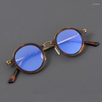 Gafas de sol marcos hechos a mano Retro redondeo de gafas recetadas marco hombres vintage titanium acetato anteojo óptico para mujeres