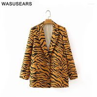 Trajes de mujer blazers y chaquetas 2022 muescas botón de tigre patrón blazer blazer moda coreana femenina streetwear chic otoño