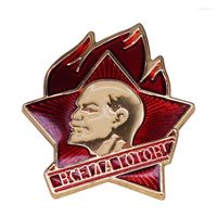 Brooches Lapel Pin Vladimir Lenin On Red Star Always Ready B...