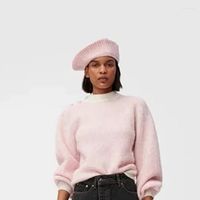 Berets 4 Colors Women Wool Blend Knitted Cap 2022 Fashion Ha...