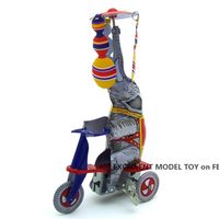 NB Cartoon Tinplate Wind-Up Toy Elephants ركوب ثلاثية العجلات الإسبانية الألعاب البهلوانية الحنين إلى الحنين