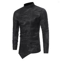 Chemises d￩contract￩es pour hommes Fashion Black Black Hem Slim Fit ￠ manches longues Longte