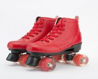 Patines de cuero patines de doble l￭nea mujer dama roja rollers para patinaje para adultos pu 4 ruedas zapatos de patinaje de dos l￭neas patines wrotki1367000