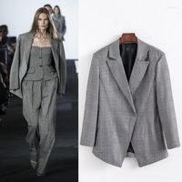 Women' s Suits Casual Mini Woman Slim Plaid Jacket Autum...