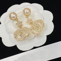 Top Luxus Dangle Ohrringe Anhänger Frauen Design Crystal Shiny Pearl Full Diamant Strass Ohrringe Mode Schmuckversorgung Großhandel Großhandel