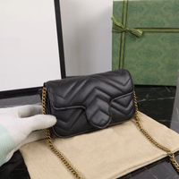 Designer Marmont Bolsas Bolsas de ombro Número de série dentro da bolsa feita em bolsa de couro de vaca genuína Cluth Purse com caixa