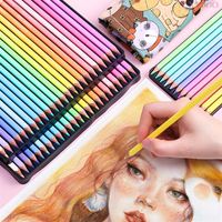 Marco 12 24Colors Pencils Fashion Pastel Color Square Shape Pencil Lapis de Cor Colored Pencils for School Student Kids Higdts316H