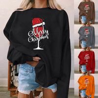 Blouses para mujeres Copa de vino Copa de navidad Camiseta Black Tish Regalos de Navidad