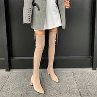 Bot Seksi Yüksek Kadınlar Kış Moda Diz Sıcak Botalar Mujer Süet Dantel Yukarı Pompalar Çorap Ayakkabı Topuklular 221203
