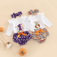 Одежда наборы Mababy 0-12 м 1-й Хэллоуин, рожденная младенца, маленькая девочка, набор писем, тыквенный шорты, костюмы, костюмы D01 D01