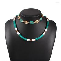 Ketten böhmische ethnische Stil Reis Perlen Halskette Mode-Feiertagsschale Doppelschicht weibliche Halsketten Frauen