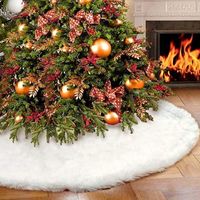 Christmas Decorations 1pc Long Snow Plush Tree Skirt Ground ...