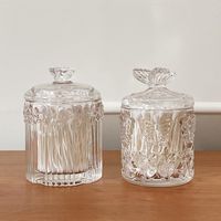 Aufbewahrung Flaschen transparentes Glas Schmetterlingsglas dreidimensionaler Reliefhandwerk Dekor Schmuck Kosmetik Baumwoll Tupferbox S￼￟igkeit Snack