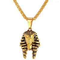Correntes colares Egito Faraó pendente de aço inoxidável cor de ouro masculino Colar de jóias Mulheres P177