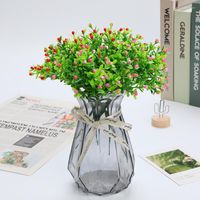 장식용 꽃 1/5/12pcs 인공 시뮬레이션 식물 가짜 꽃 작은 분재 그린 잔디 플라스틱 식물 결혼식 홈 테이블 장식