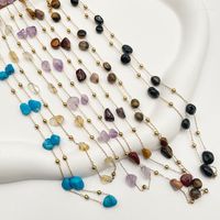 Cadenas Collar de est￩tica de cristal multicolor de cadenas para mujeres tendencia de acero inoxidable opciones de color m￺ltiples