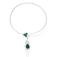 Gargantilla lujo verde barroco barroque collar collar boda para mujeres Declaración de circón Drop Open Bridal Jewelry