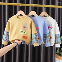 Herren T -Shirts Jungen Sweatshirt 2022 Fr￼hling und Herbst koreanische Stil Baby d￼nne Kinder Langarm Tops h￼bsche Kinder