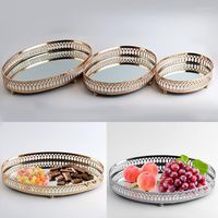 Plates 1Pc Nordic Hollow- carved Glass Mirror Round Storage T...