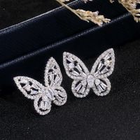 Pendientes de semental Charm Butterfly Diamond Cz Earring 925 Boda de compromiso de plata esterlina para mujeres Joyería de joyería