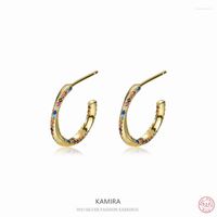 Orecchini per borchie Kamira 925 Dichiarazione in argento sterling oro zircone colorato ruotare piercing per donne accessori per gioielli da sposa