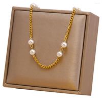Ketten 316L Mode einfache Kette Perlenkette für Frauen Kragen Acero Inoxcidable Collier Femme