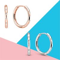 Brincos de aro Chegada real 925 prata esterlina simples cristal de zircão para mulheres DIY Jewelry Gift