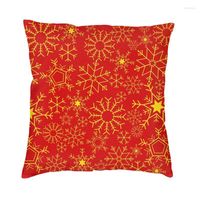 Cuscino Buon Natale Red and Gold Snow Flakes Case 45x45 cm Decorazione camera da letto moderna susca quadra