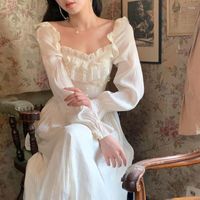 Sıradan Elbise Dantel Vintage Peri Elbise Kadınlar Patchwork fırfır uzun kollu tatlı prenses zarif Kore Partisi 2022 Y2K