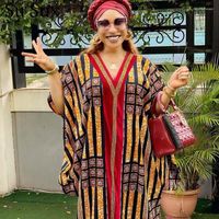 Этническая одежда африканские платья Abaya Dubai для женщин в стиле кафтана в стиле размера плюс распечатка макси -платье Boubou Нигерийская одежда вечеринка