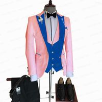 Men' s Suits 2022 Formal Pink Groom Wedding Suit 3 Piece...