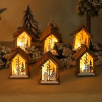 크리스마스 장식 빛나는 나무 가족 파티 로그 캐빈 스노우 하우스 엘 선물 창