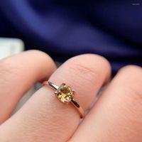 Cluster Rings Simple Natural Citrine 925 Silver Inlaid Jewel...