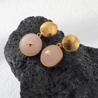 Dangle Ohrringe Nischendesign einfacher Naturstein aus Edelstahl Frauen wasserdicht und verblüffend 18K Real Gold Plated